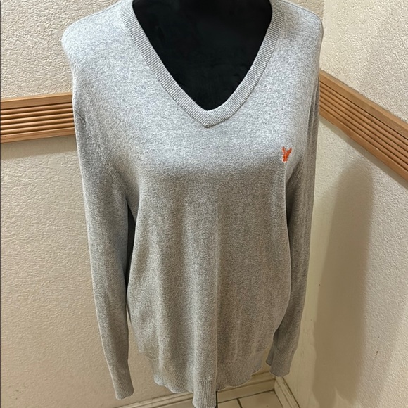 American Eagle Outtfitters Classic Fit Gray V-Neck Sweater Size L - Picture 3 of 9